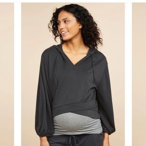 Hooded cropped layered sweatshirt